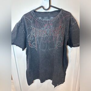 Affliction Charcoal and Red Graphic Tee